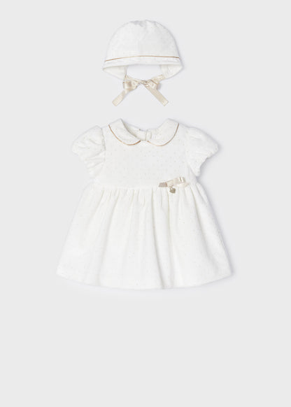 Mayoral Baby Velvet Dress w/Hood _Natural 2821-086