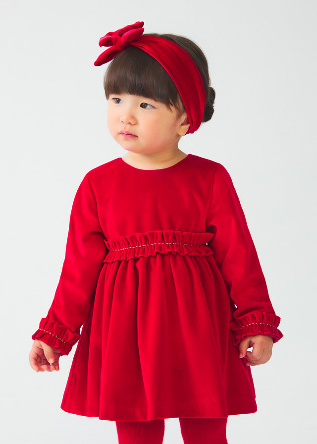 Abel & Lula Baby Velvet Dress _Red 5511-06