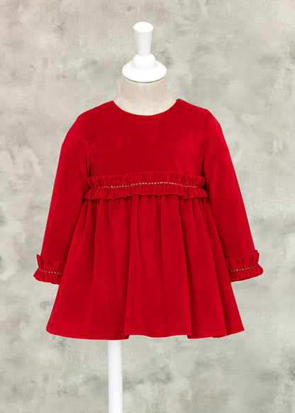 Abel & Lula Baby Velvet Dress _Red 5511-06