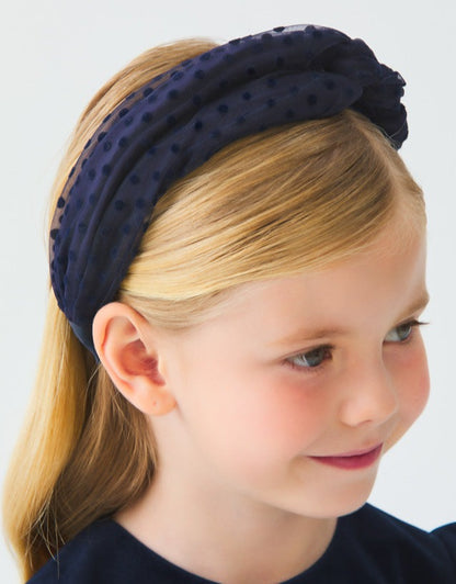 Abel & Lula Flocked tulle headband _Navy 5950-06