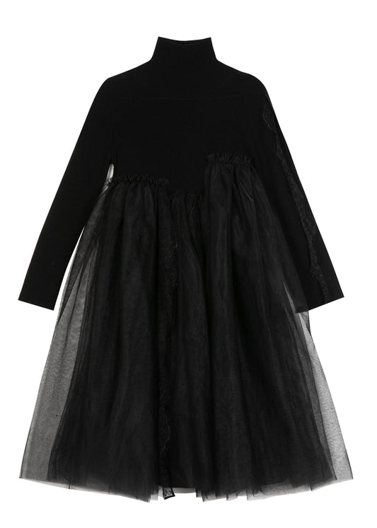 JNBY L/S Maxi Tulle Knit Dress _Black 1L9GB0630-001