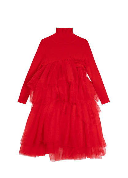 JNBY L/S Tulle Knit Dress _Red 1LAGB0540-622