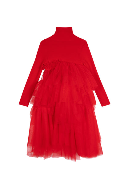 JNBY L/S Tulle Knit Dress _Red 1LAGB0540-622