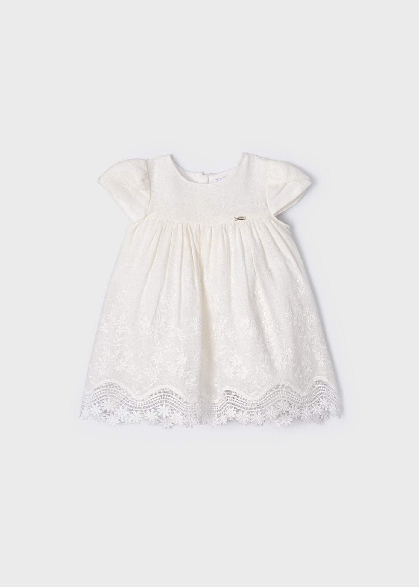 Mayoral Baby Short Sleeve Lace Trimmed Dress _Natural 1906-49
