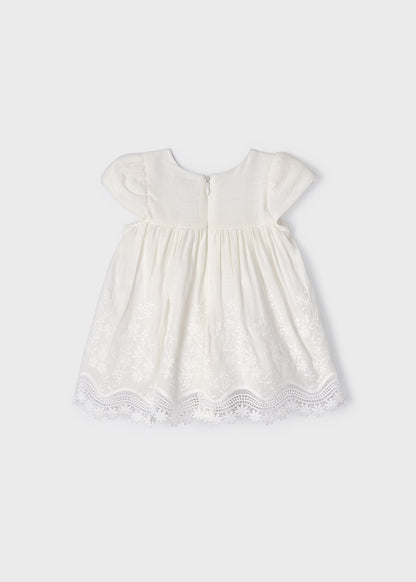 Mayoral Baby Short Sleeve Lace Trimmed Dress _Natural 1906-49