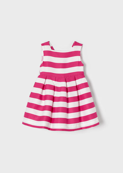 Mayoral Mini Sleeveless Striped Dress w/Bow_ Fuchsia 3919-48