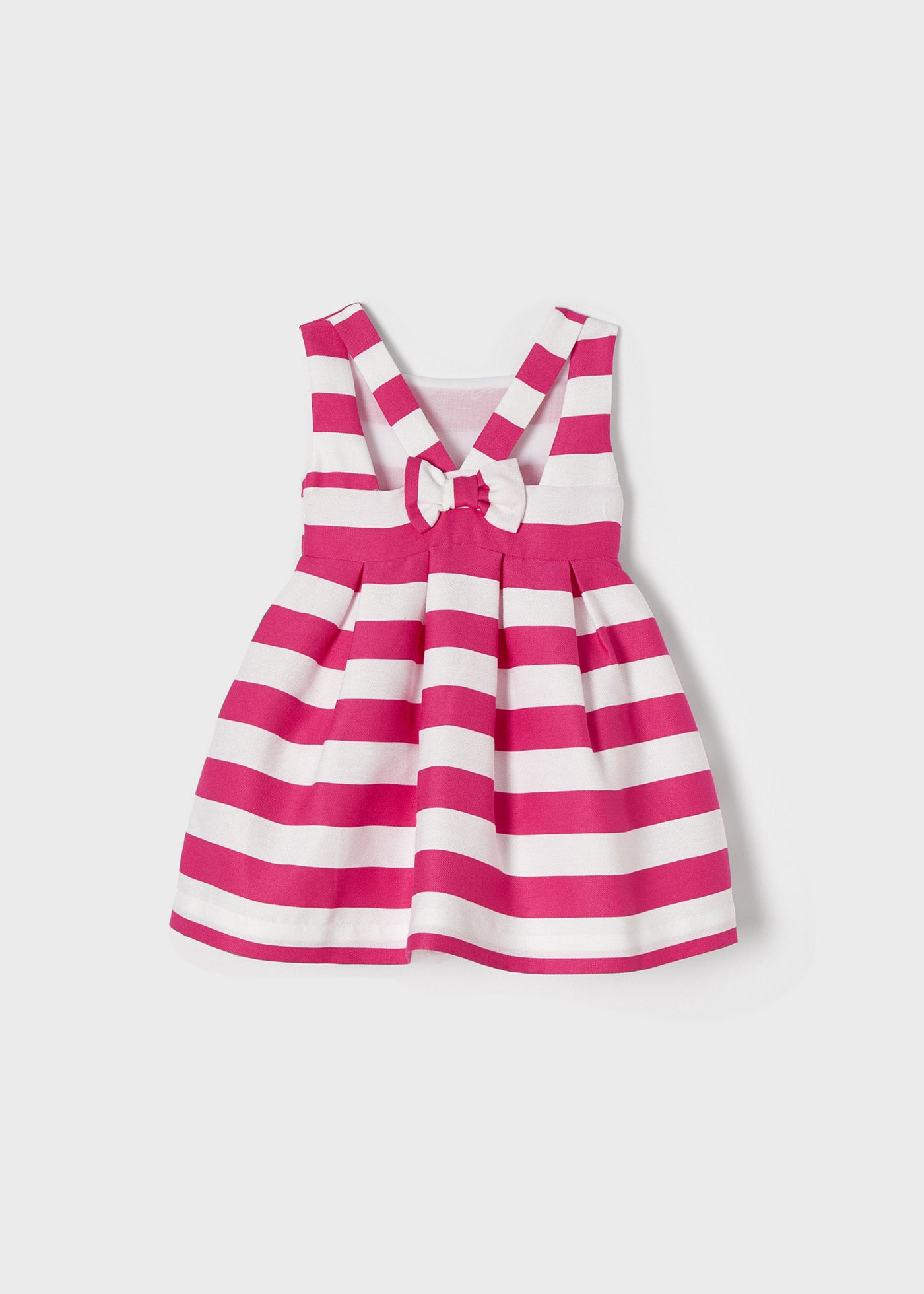 Mayoral Mini Sleeveless Striped Dress w/Bow_ Fuchsia 3919-48