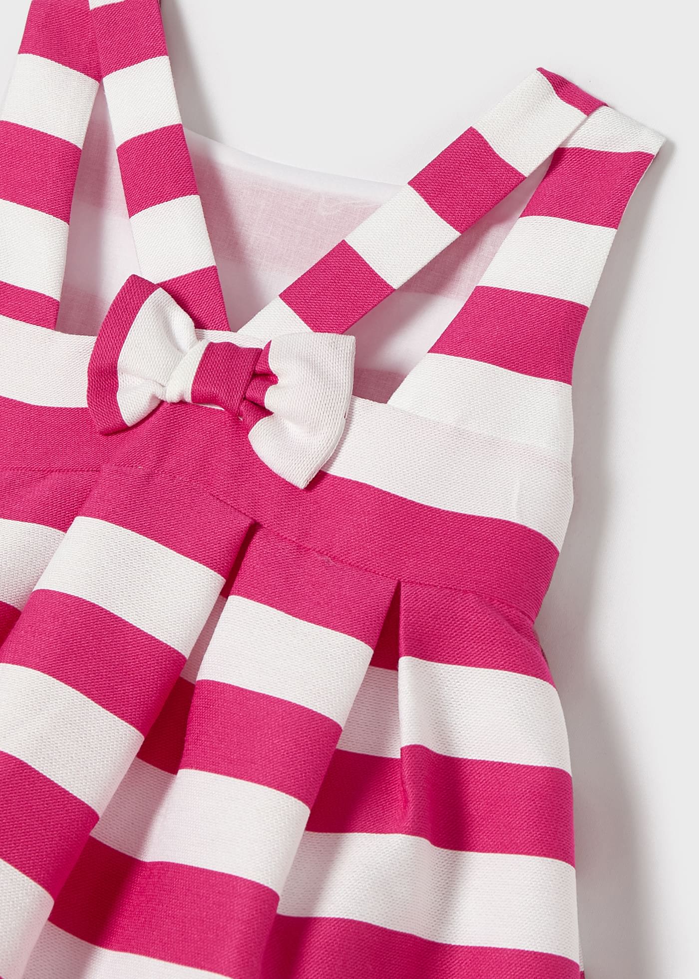 Mayoral Mini Sleeveless Striped Dress w/Bow_ Fuchsia 3919-48