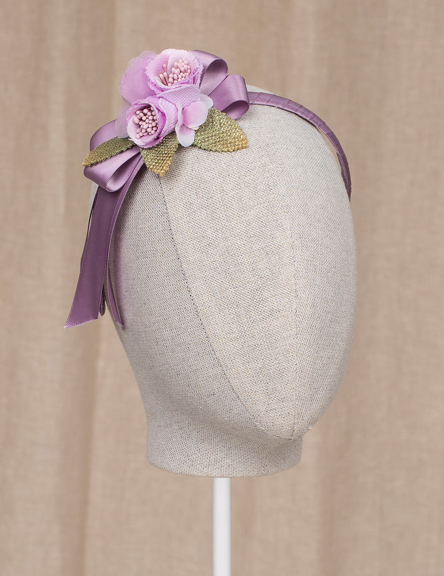 Abel & Lula Flower Waterfall Headband _Mauve 5415-030