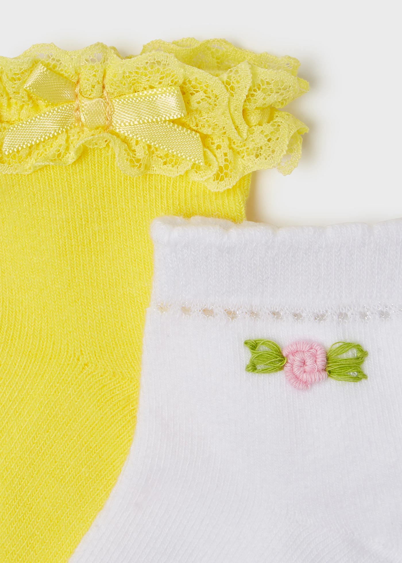 Mayoral Baby Floral Socks 2pc Set_ Lemon 10176-75