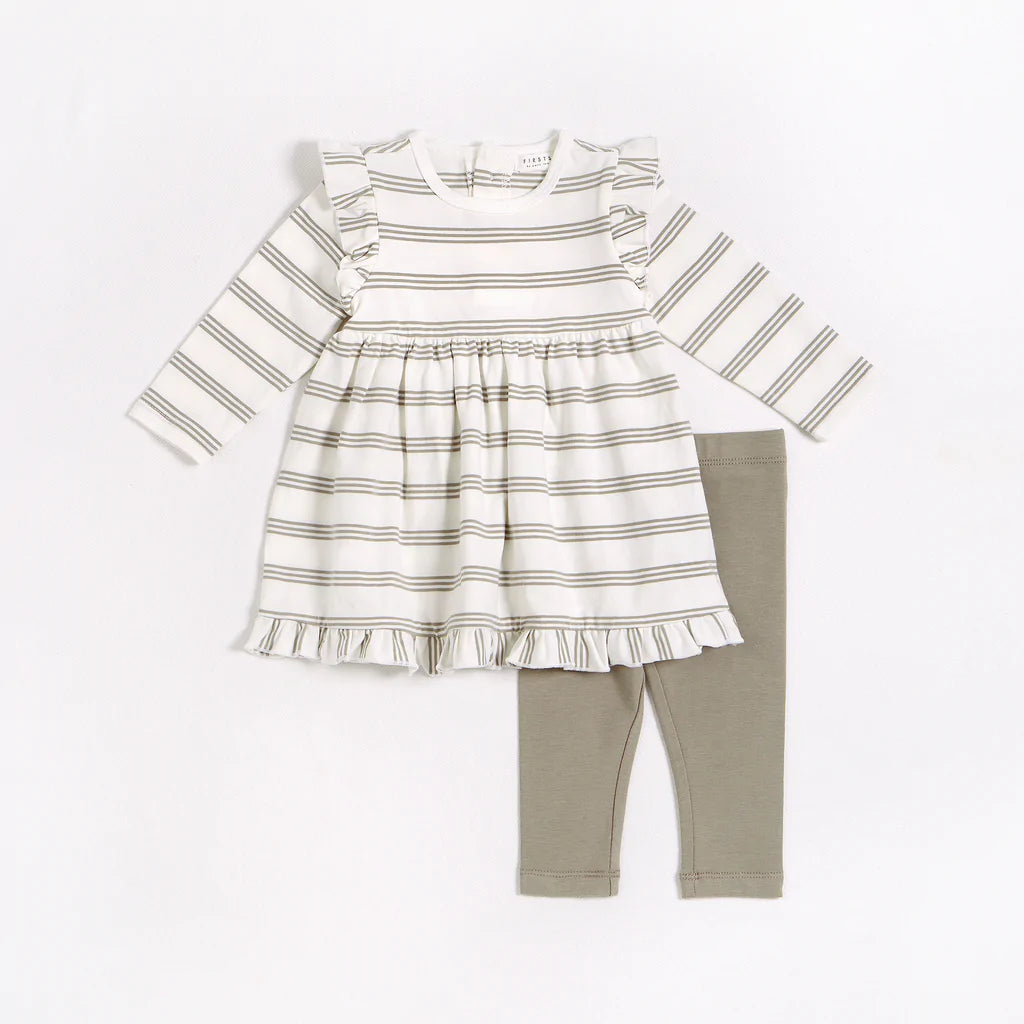 Petit Lem Baby Jersey Dress Set w/Stripes _Off White 22FRG33528-101