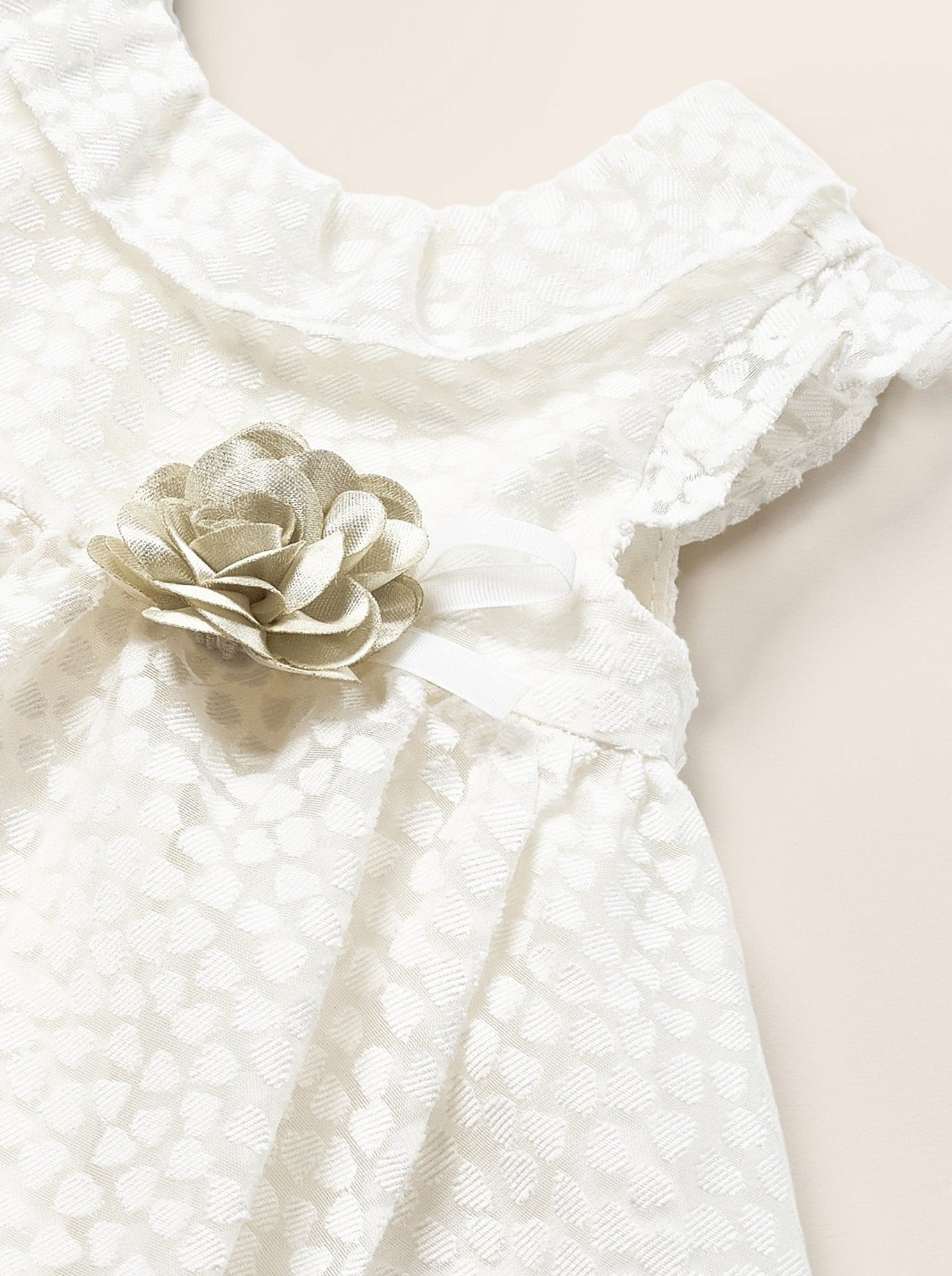 Mayoral Baby S/S Dress w/Diaper Cover _Off White 1812-093