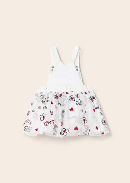 Mayoral Baby Overall Skirt w/Hearts _White 1944-050