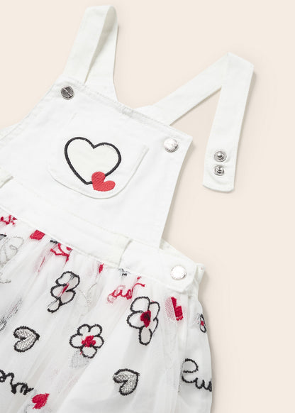 Mayoral Baby Overall Skirt w/Hearts _White 1944-050