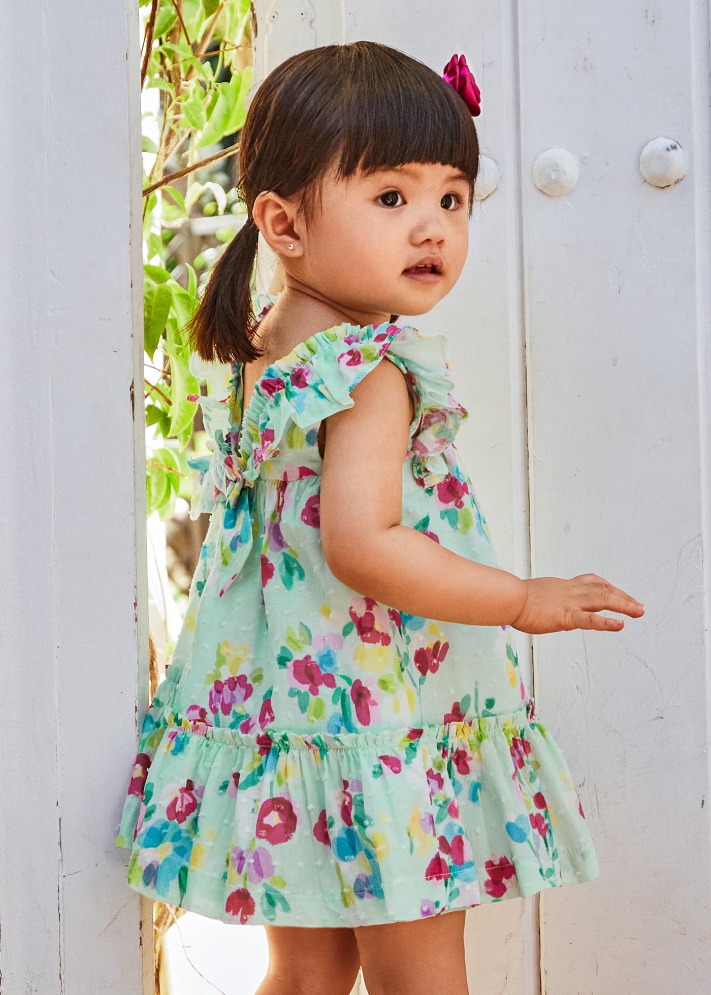 Mayoral Baby S/S Dress w/Floral Print _Green 1961-25