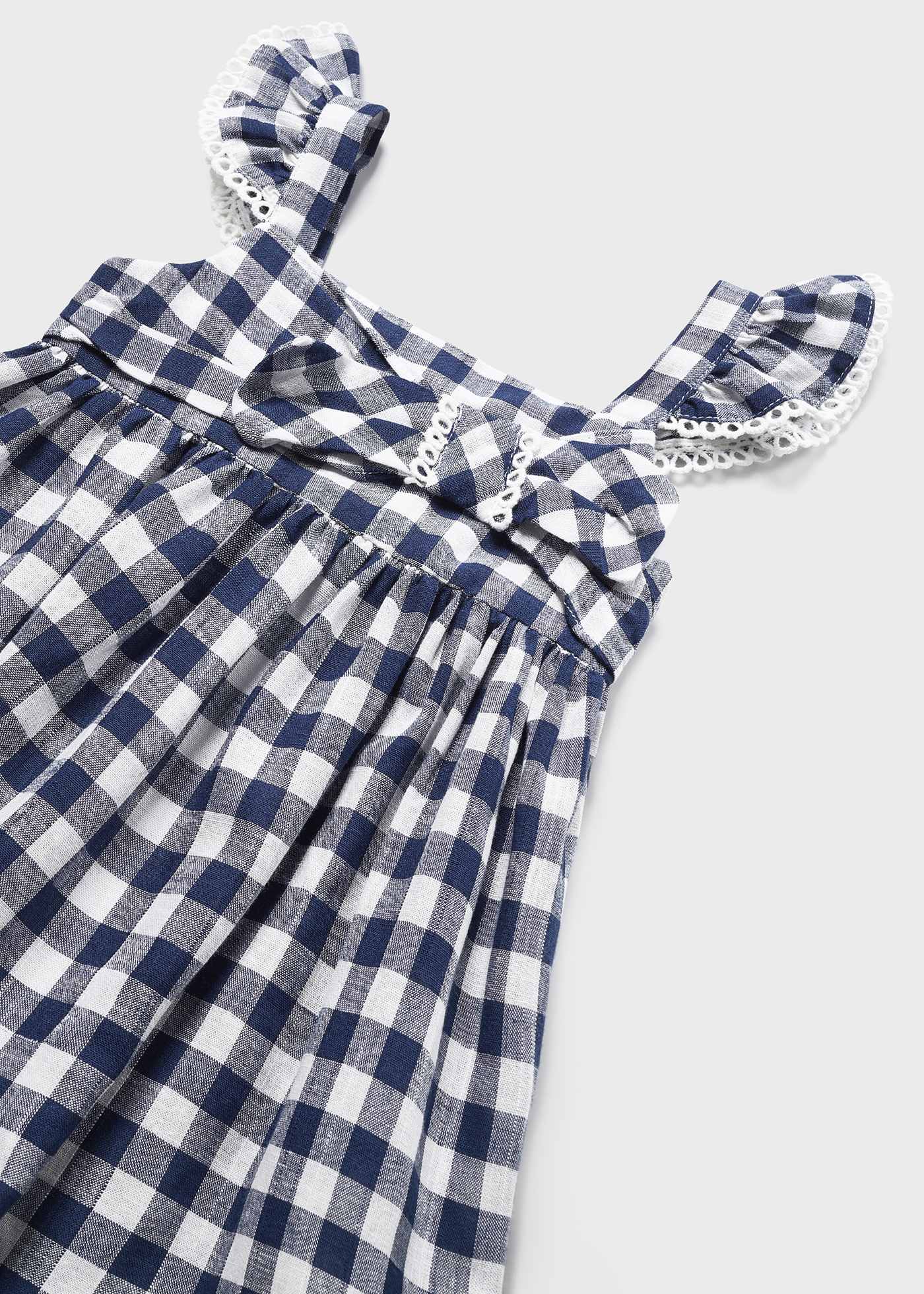 Mayoral Baby Gingham S/S Dress w/Diaper Cover _Navy 1963-049