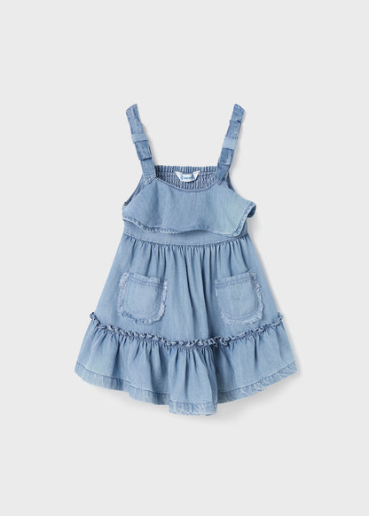 Mayoral Baby Demin Dress w/Ruffles & Straps _Blue 1973-054