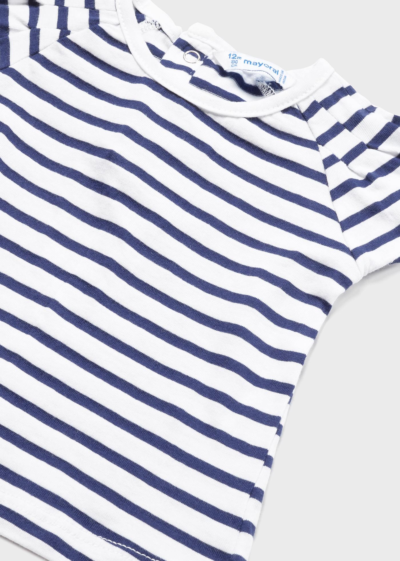 Mayoral Baby Striped T-Shirt & Denim Overall Skirt Set _Blue 1980-005