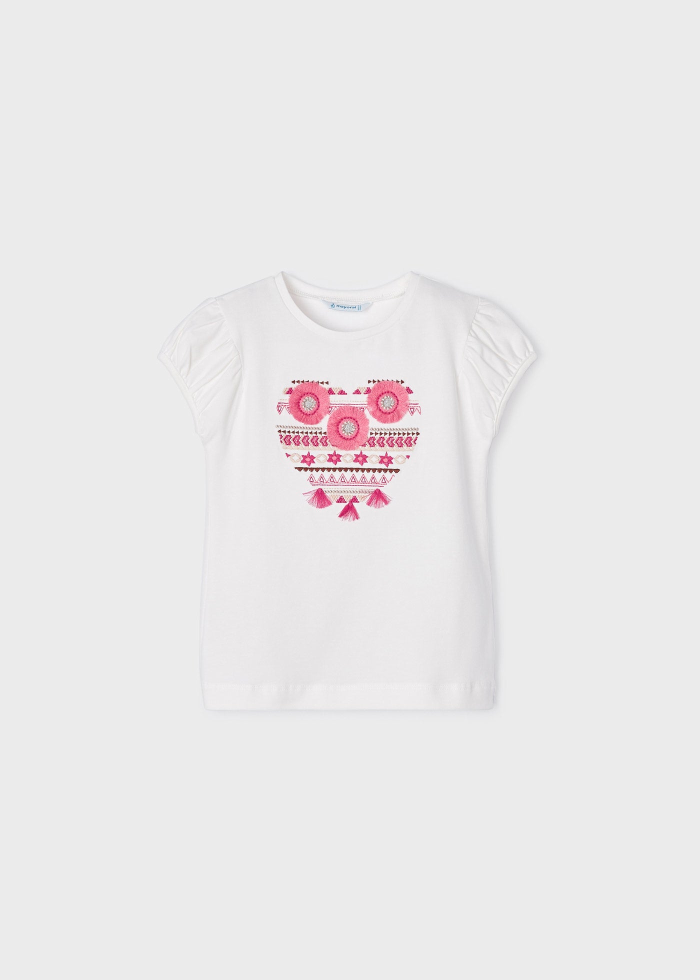 Mayoral Mini T-Shirt w/Pattered 3D Heart Graphic _Off White 3058-45