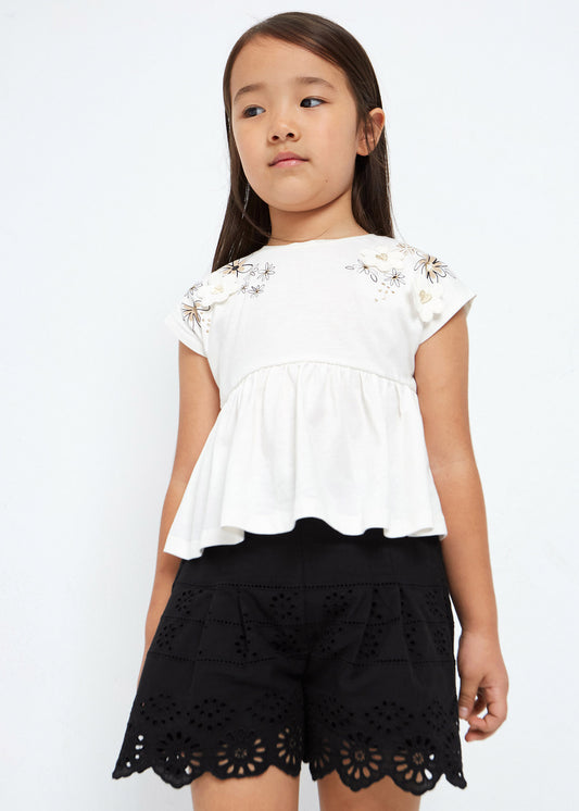 Mayoral Mini Shorts w/Eyelet Lace _Black 3204-29