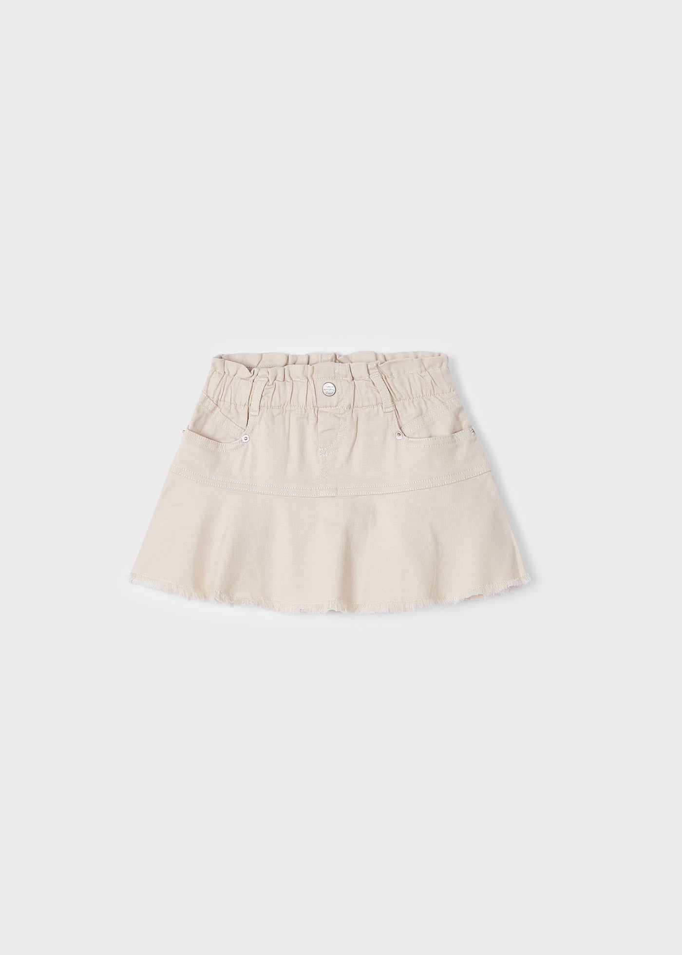 Mayoral Mini Twill Skirt w/Elasticated Paper Bag Waist _Beige 3902-41
