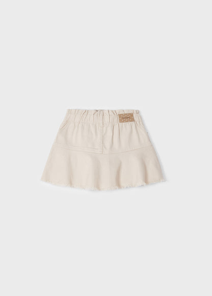 Mayoral Mini Twill Skirt w/Elasticated Paper Bag Waist _Beige 3902-41