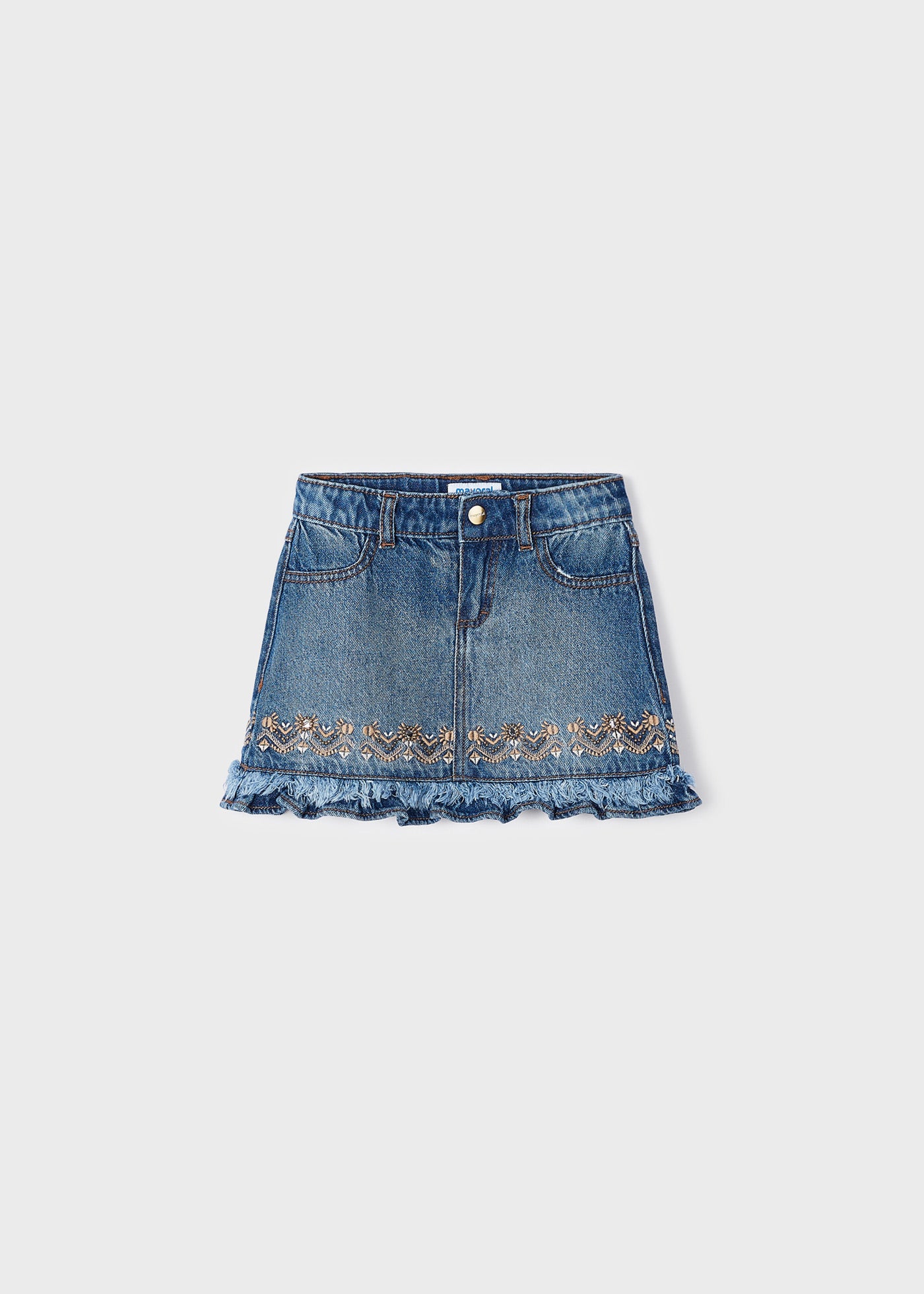 Mayoral Mini Demin Skirt w/Embroidery _Blue 3904-67