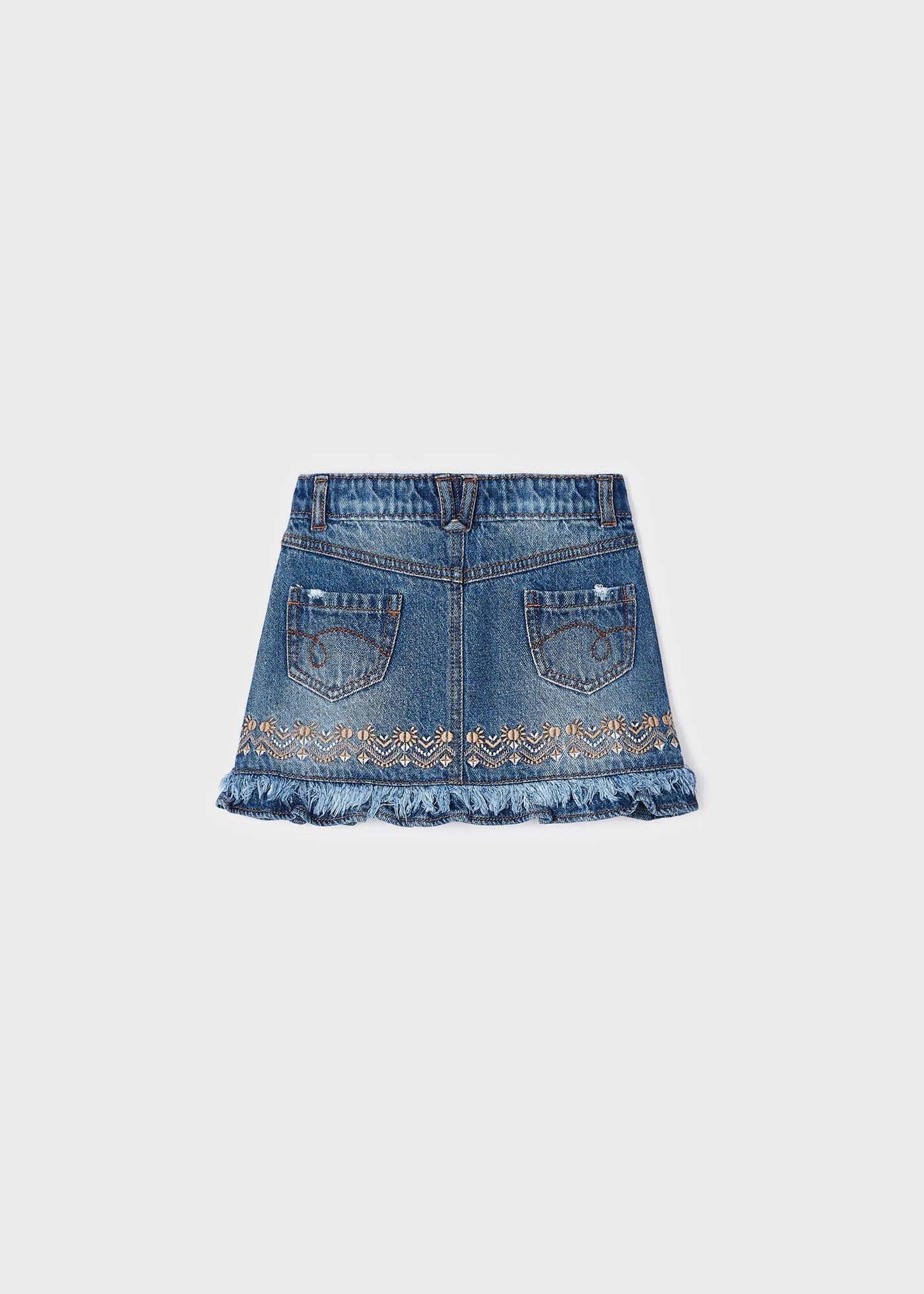 Mayoral Mini Demin Skirt w/Embroidery _Blue 3904-67