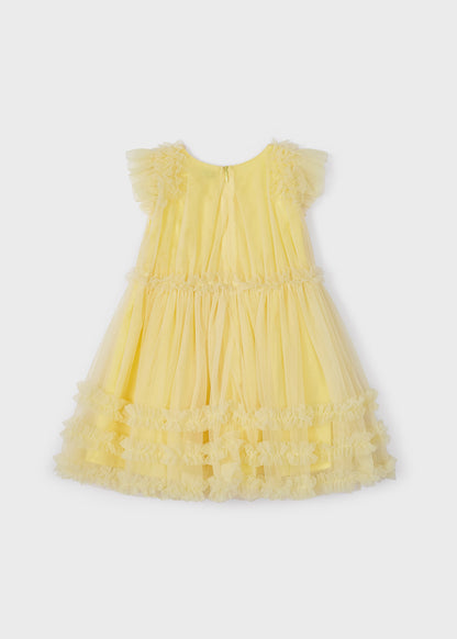 Mayoral Mini Cap Sleeve Dress w/Tulle _Yellow 3918-60