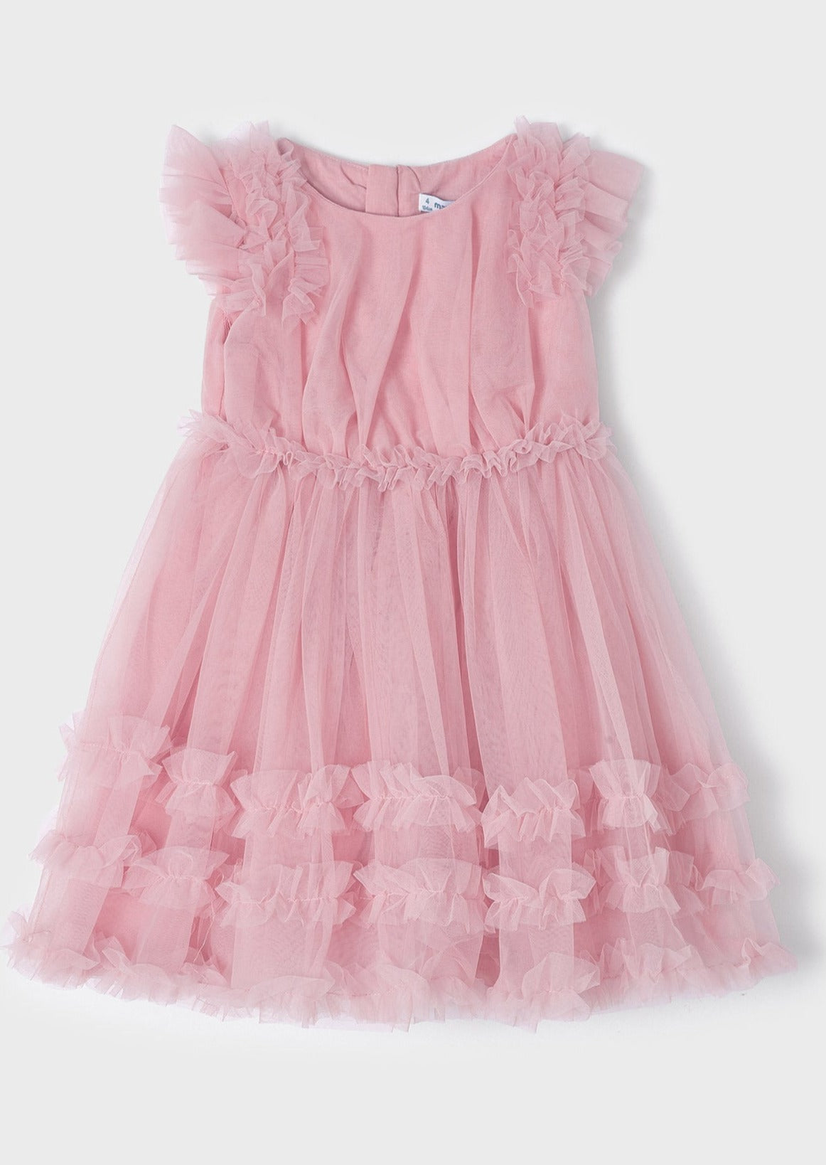 Mayoral Mini Cap Sleeve Dress w/Tulle _Pink 3918-61