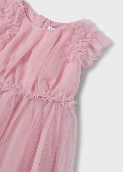 Mayoral Mini Cap Sleeve Dress w/Tulle _Pink 3918-61