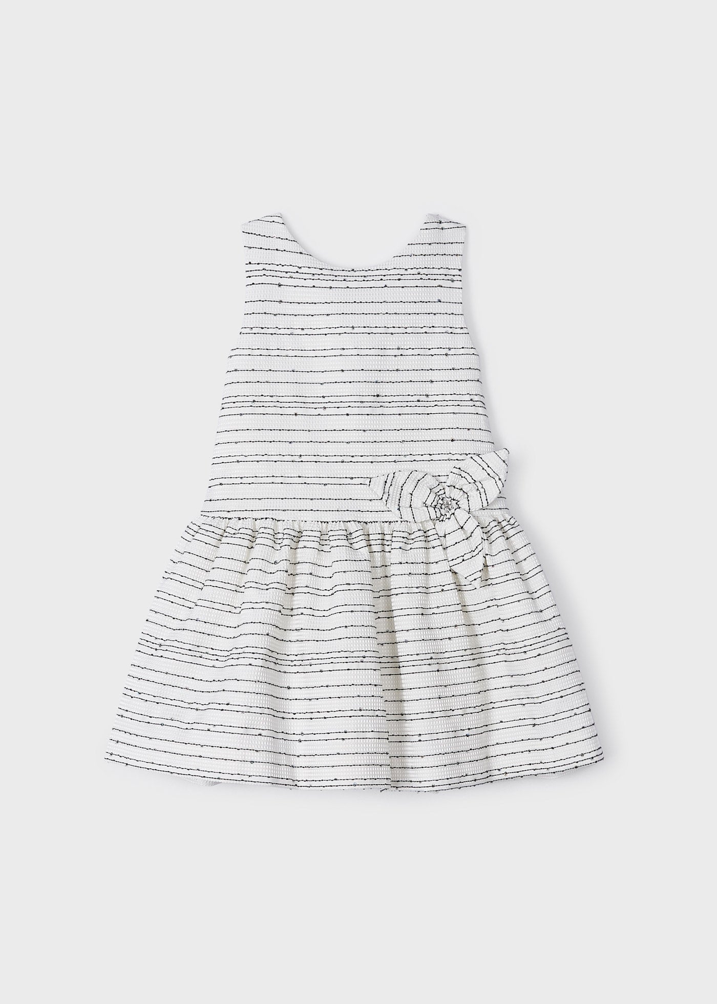 Mayoral Mini Sleeveless Striped Dress w/Flower _White 3919-38