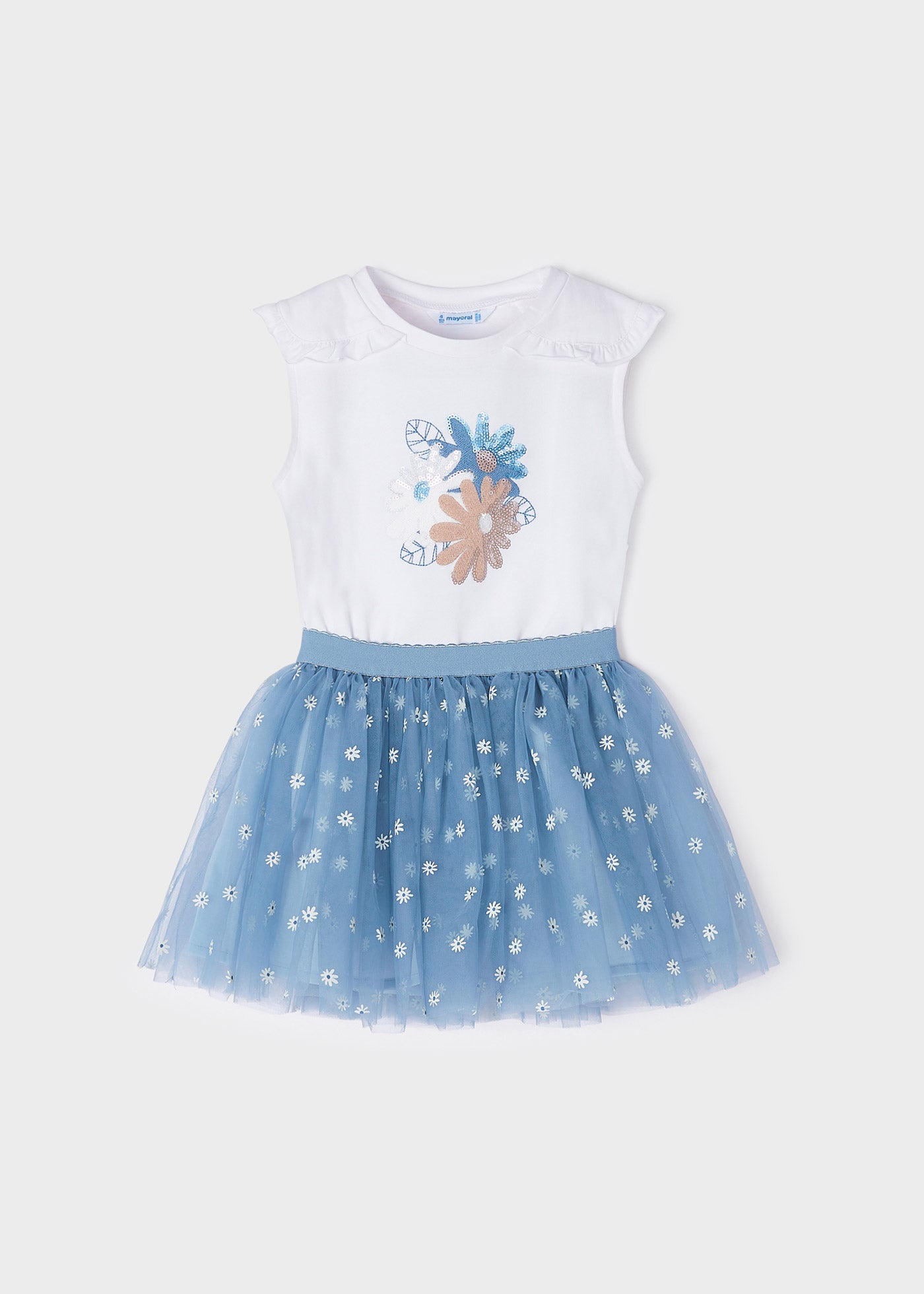 Mayoral Mini Blouse & Tulle Skirt Set _Blue 3950-361