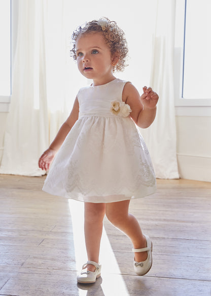 Abel & Lula Baby Sleeveless Lace Dress w/Flower _White 5013-071