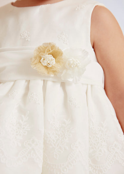 Abel & Lula Baby Sleeveless Lace Dress w/Flower _White 5013-071