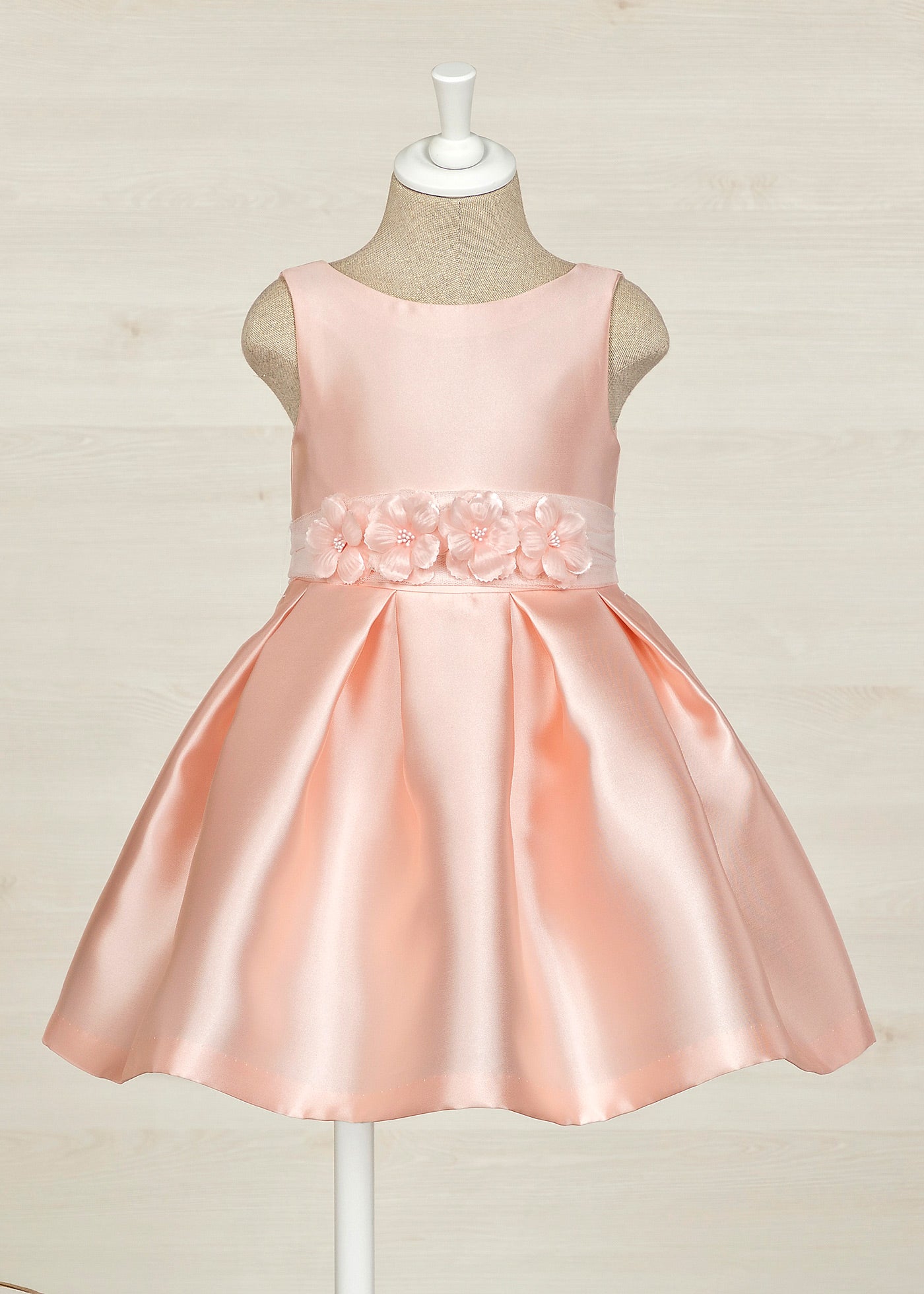 Abel & Lula Sleeveless Satin Dress w/Flower Belt _Pink 5027-047