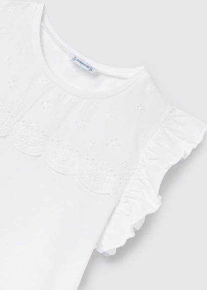 Mayoral Junior T-Shirt w/Lace _ White 6060-057