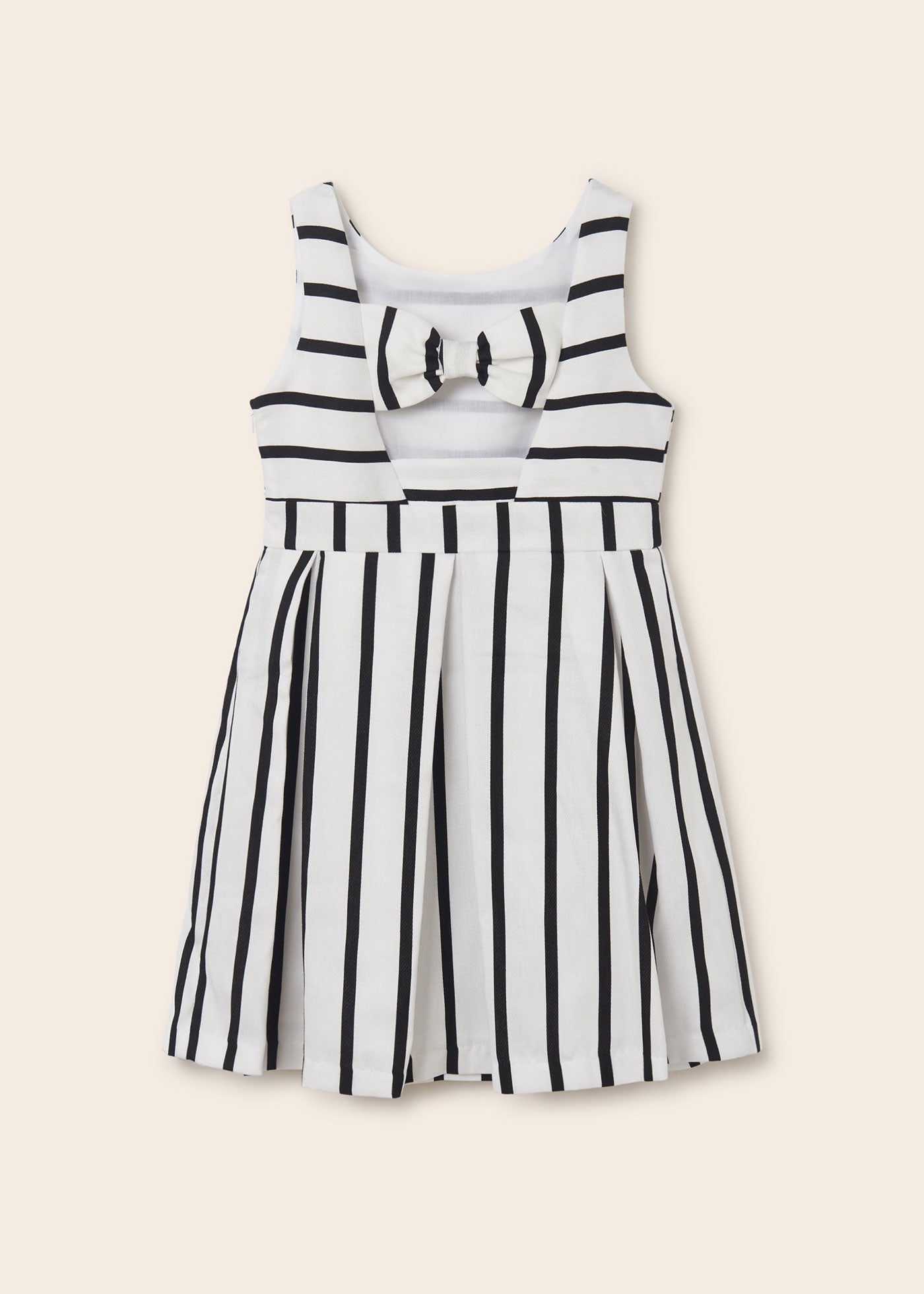 Mayoral Junior Striped Sleeveless Dress w/Box Pleats _White/Black 6910-074