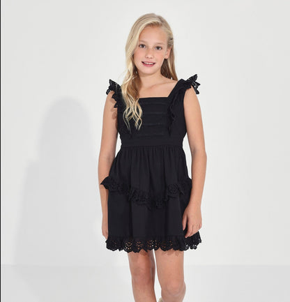 Mayoral Junior Sleeveless Dress w/Eyelet Lace Trim _Black 6918-058