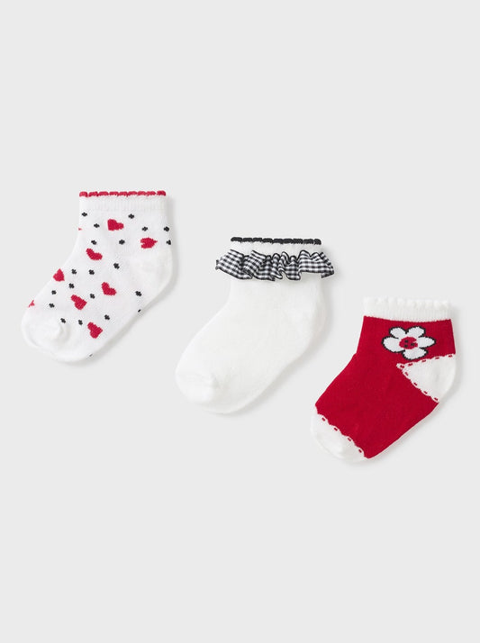Mayoral Baby 3pc Sock Set _Red 10400-042