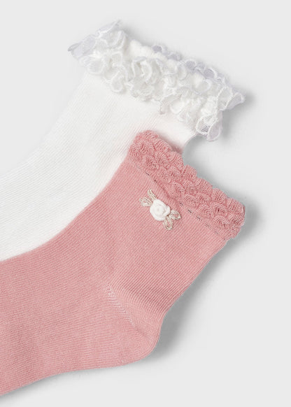 Mayoral Mini Fancy Ruffle Socks 2pc _Pink 10469-067