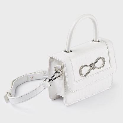 Mayoral Mini Shoulder Bag w/Jeweled Bow _White 10492-014