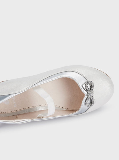 Mayoral Formal Flats w/Bow  Silver_43431-070