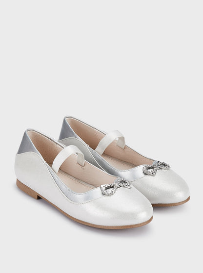 Mayoral Formal Flats w/Bow  Silver_43431-070