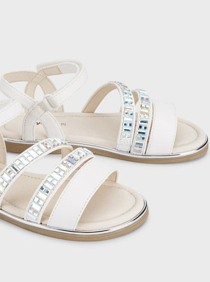 Mayoral Formal Strapped Sandals w/Jewels White_43449-027