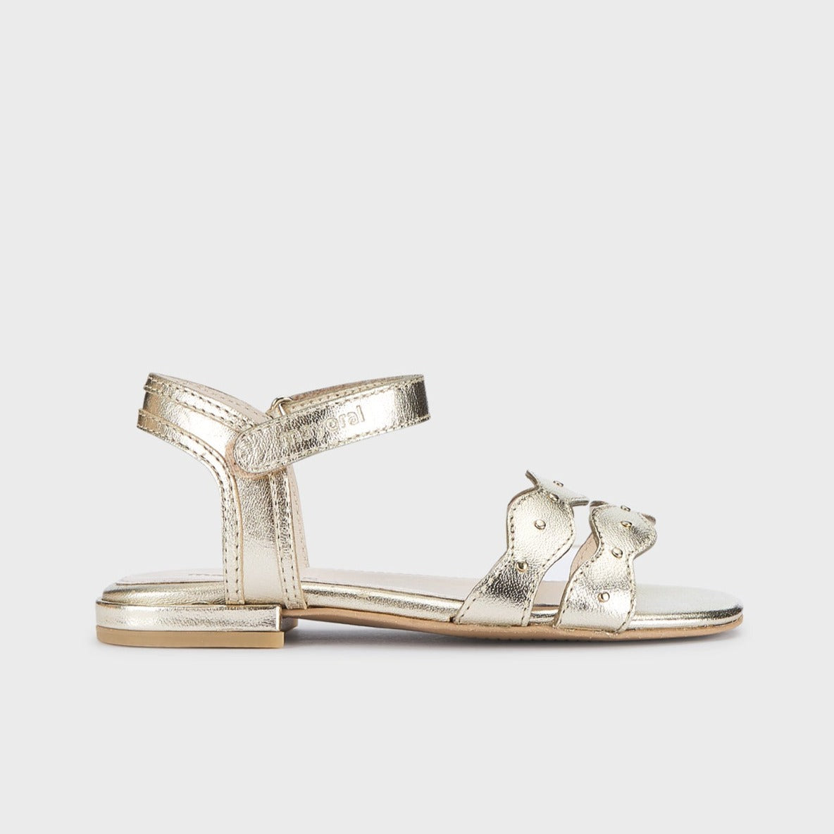 Mayoral Strapped Leather Sandals w/Wavey Bands Gold_45451-032