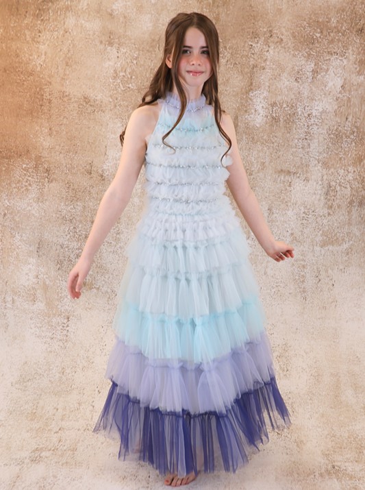 Tutu Du Monde Sleeveless Maxi Tulle Dress w/Tiers _Blue TDM7829-BL