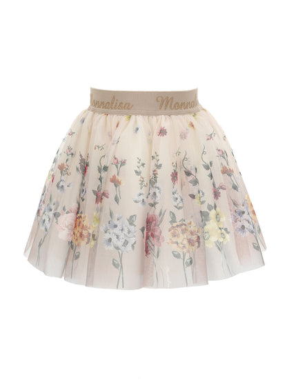Monnalisa Floral Tulle Skirt _Cream 110700-0624-0212