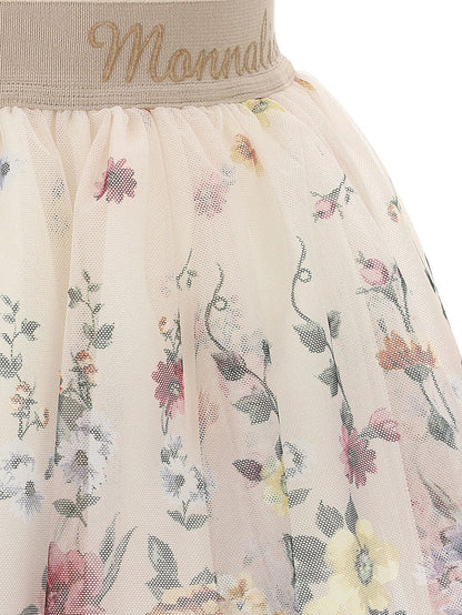 Monnalisa Floral Tulle Skirt _Cream 110700-0624-0212