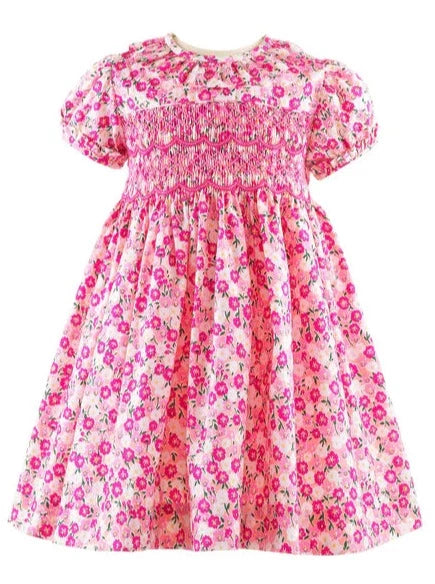 Rachel Riley Baby Floral Smocked Dress & Bloomer _Pink 48IDR418PK01